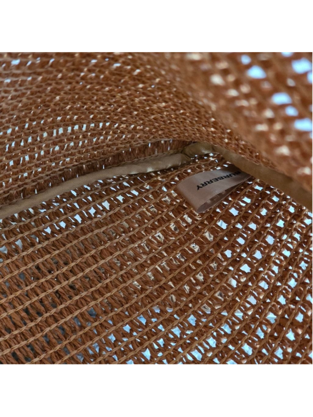 Burberry Tan Woven Raffia Beach Tote - Picture 9 of 9